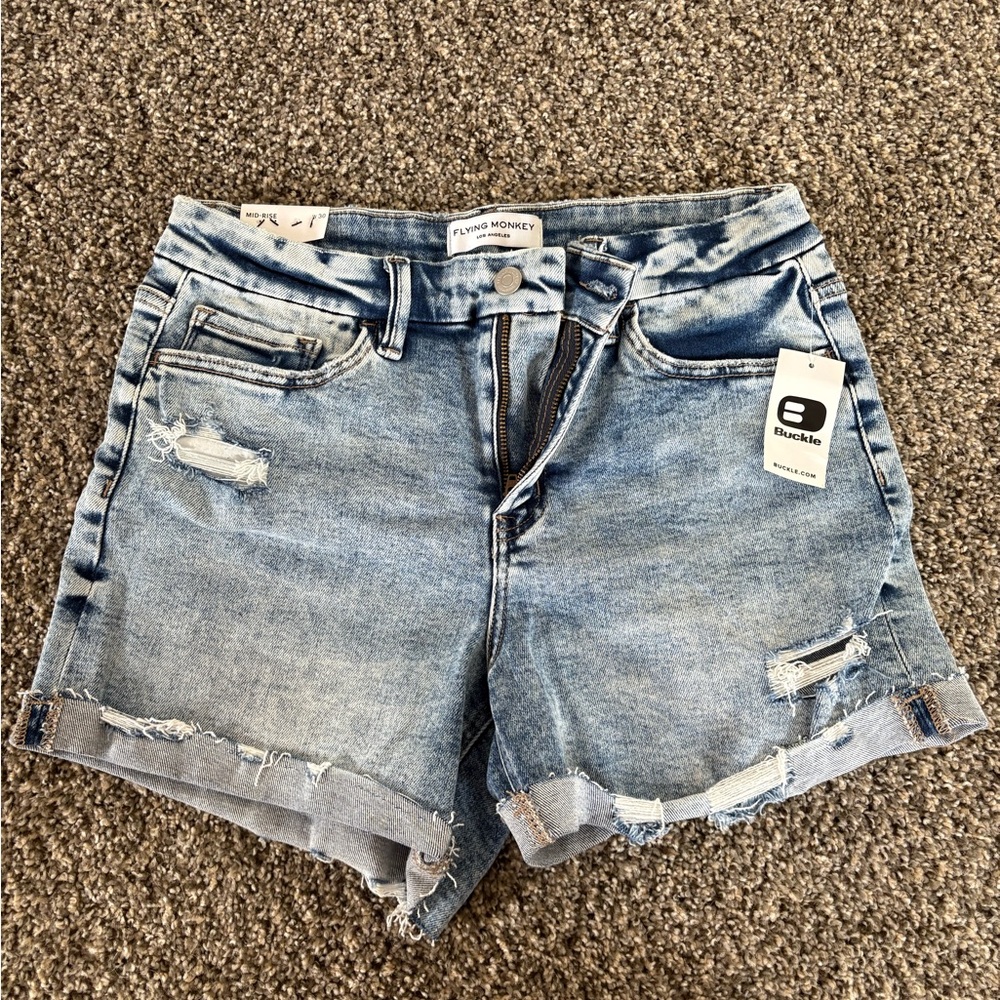 Buckle Light Blue Jean Shorts